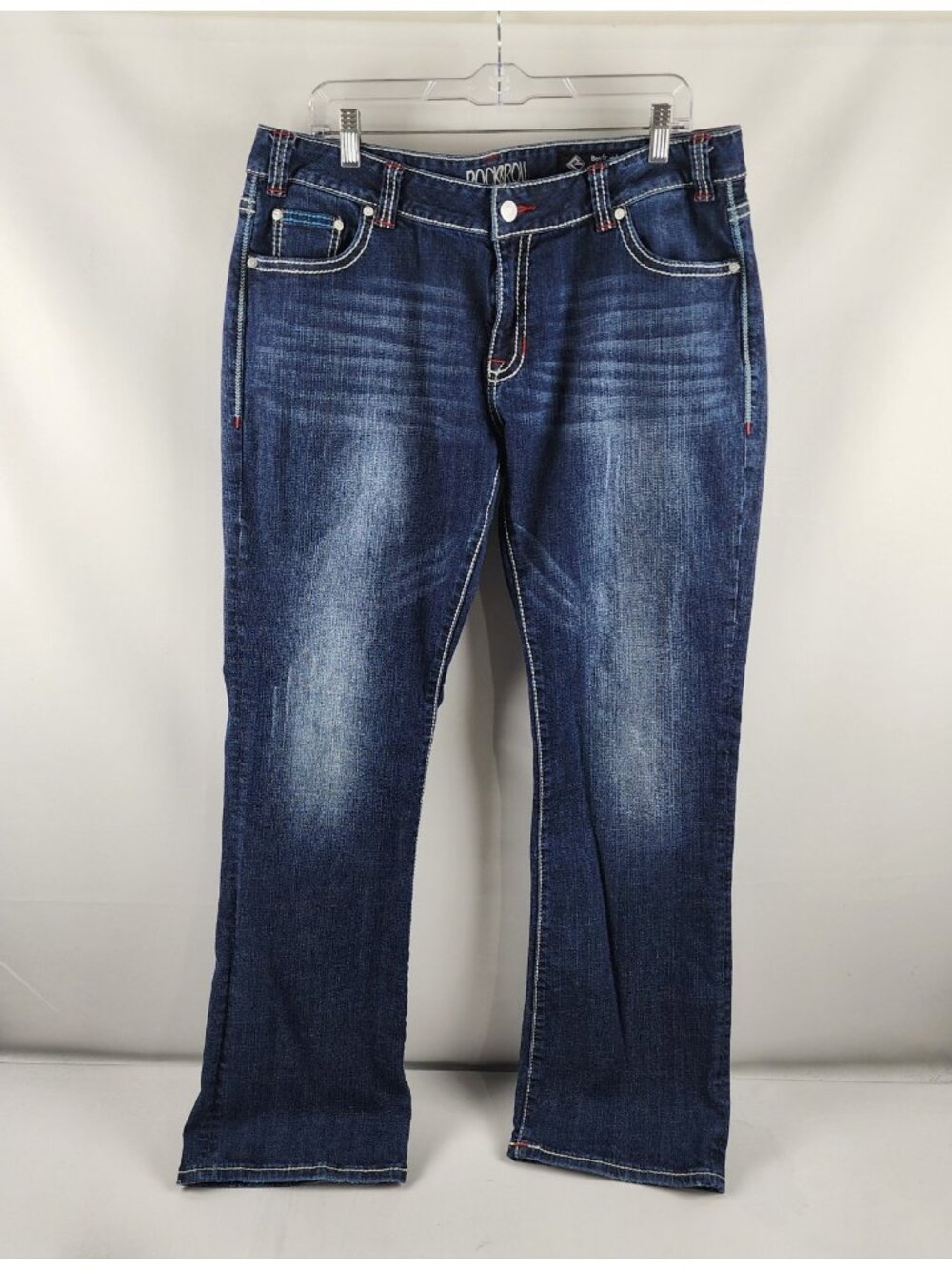 Rock & Roll Jeans Womens 34x33 Blue Western Cowgirl Boyfriend Denim